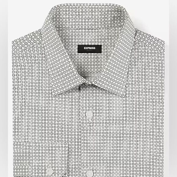 Express Circle Geo Print Stretch Button Down Shirt - Picture 1 of 5